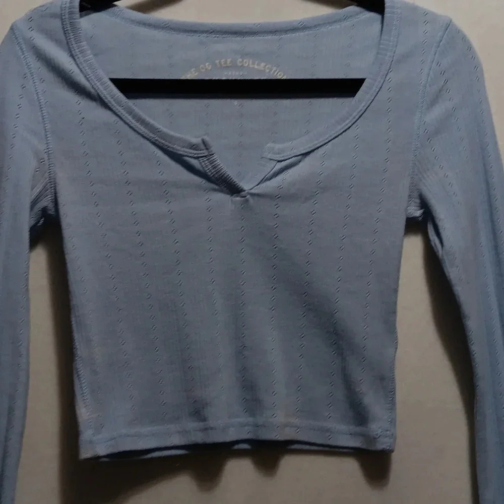 Womens S Aero Pre-shrunk OG Tee Collection Babydoll Baby Blue V Neck Twilight - Picture 9 of 9